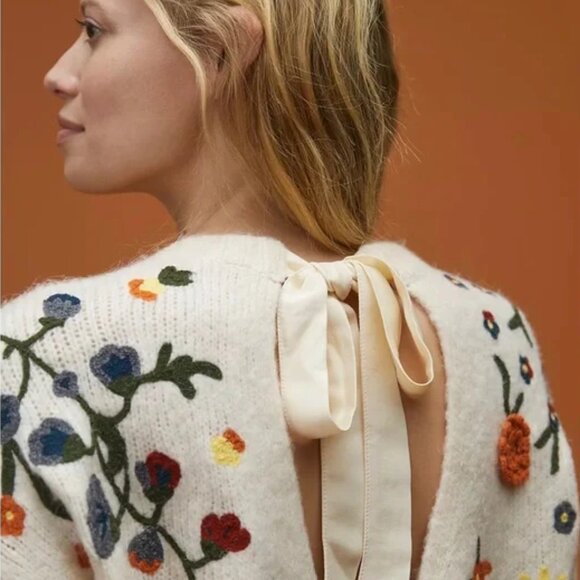 Anthropologie Flowers Half Sleeve Sweater Dress TEMPORARILY UNAVAILABLE DO NOT P - Picture 3 of 4